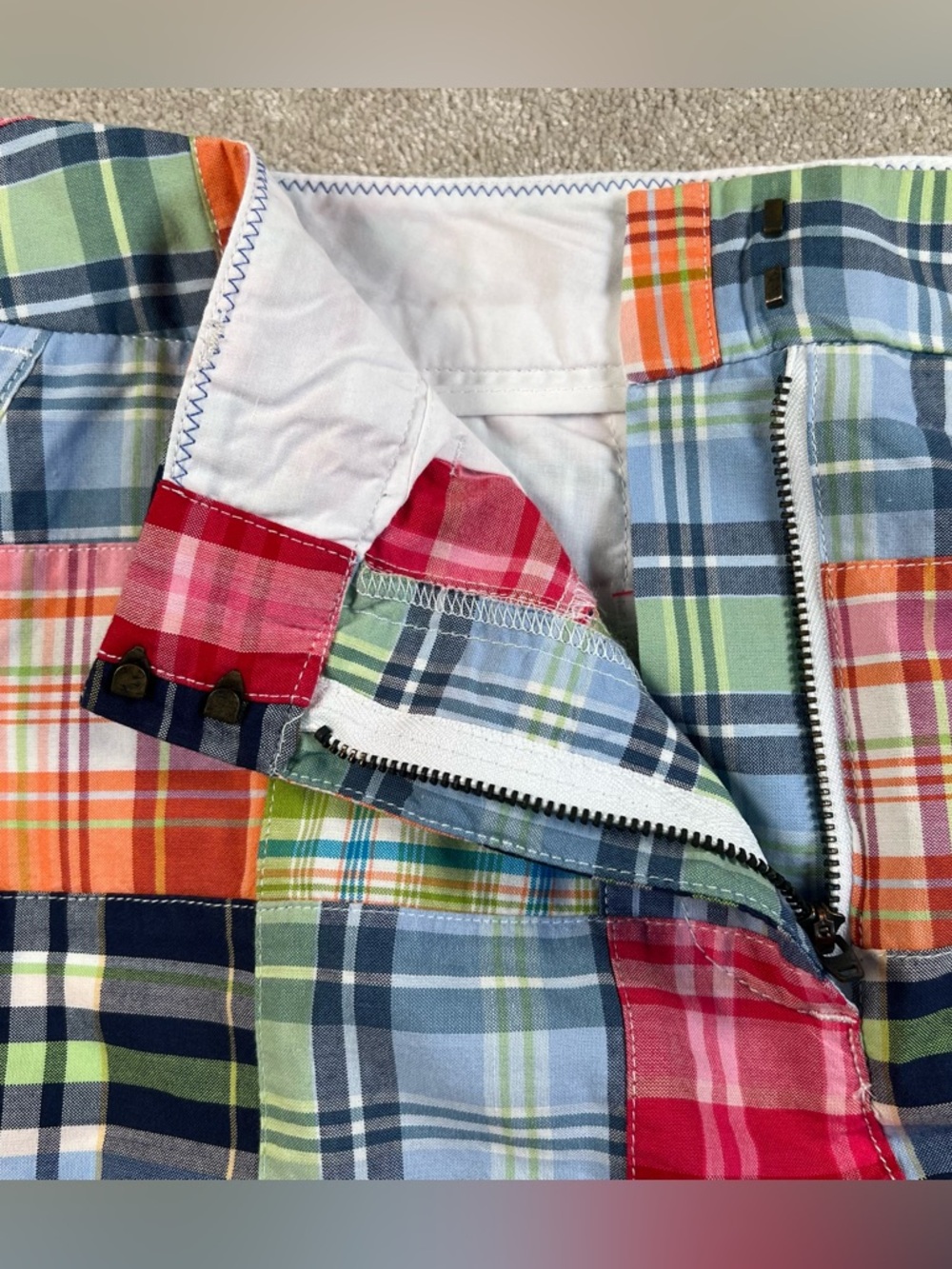 LL Bean Y2K Skirt Vintage Patchwork Madras Cotton Favorite Fit Straight 10 - Picture 4 of 10